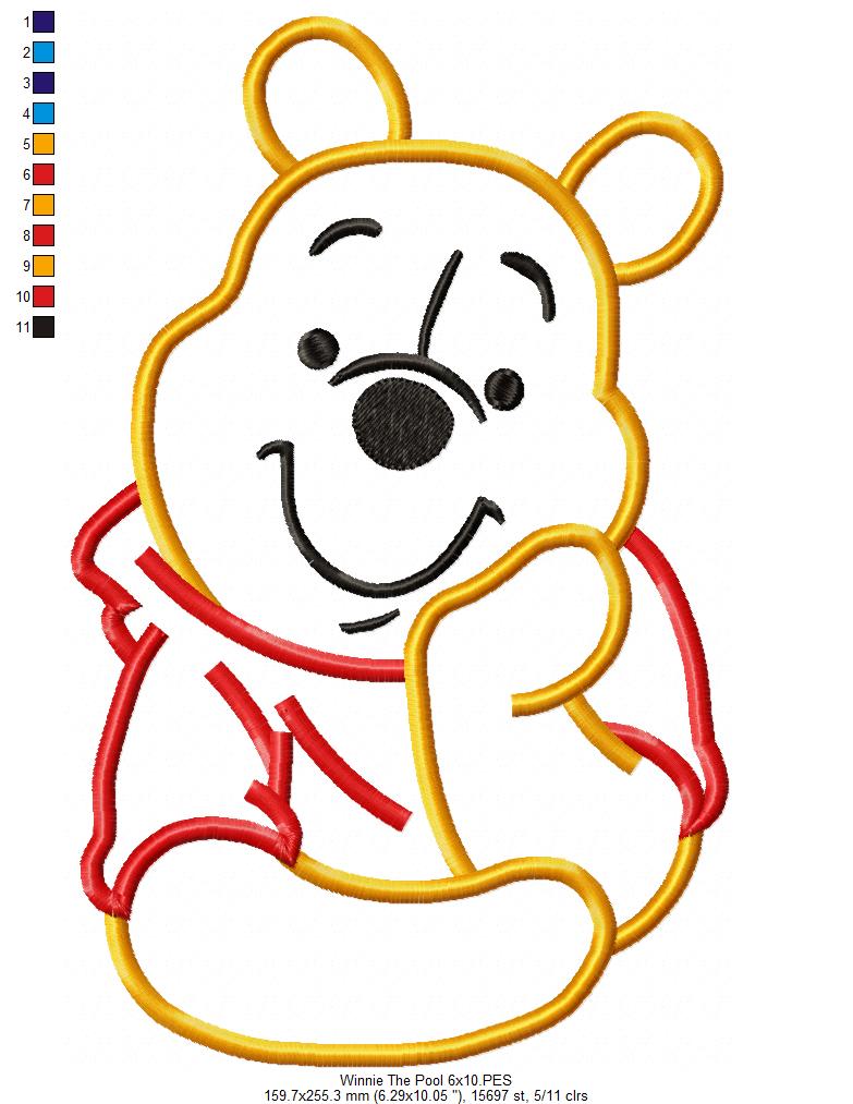 Winnie the Pooh - Applique - Machine Embroidery Design