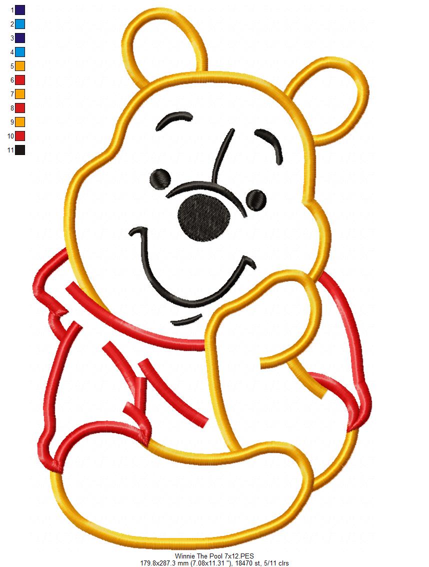 Winnie the Pooh - Applique - Machine Embroidery Design