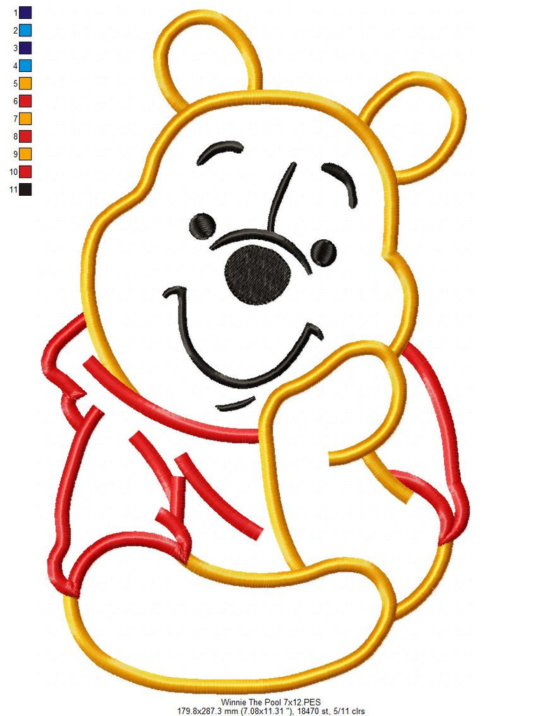 Winnie the Pooh - Applique - Machine Embroidery Design