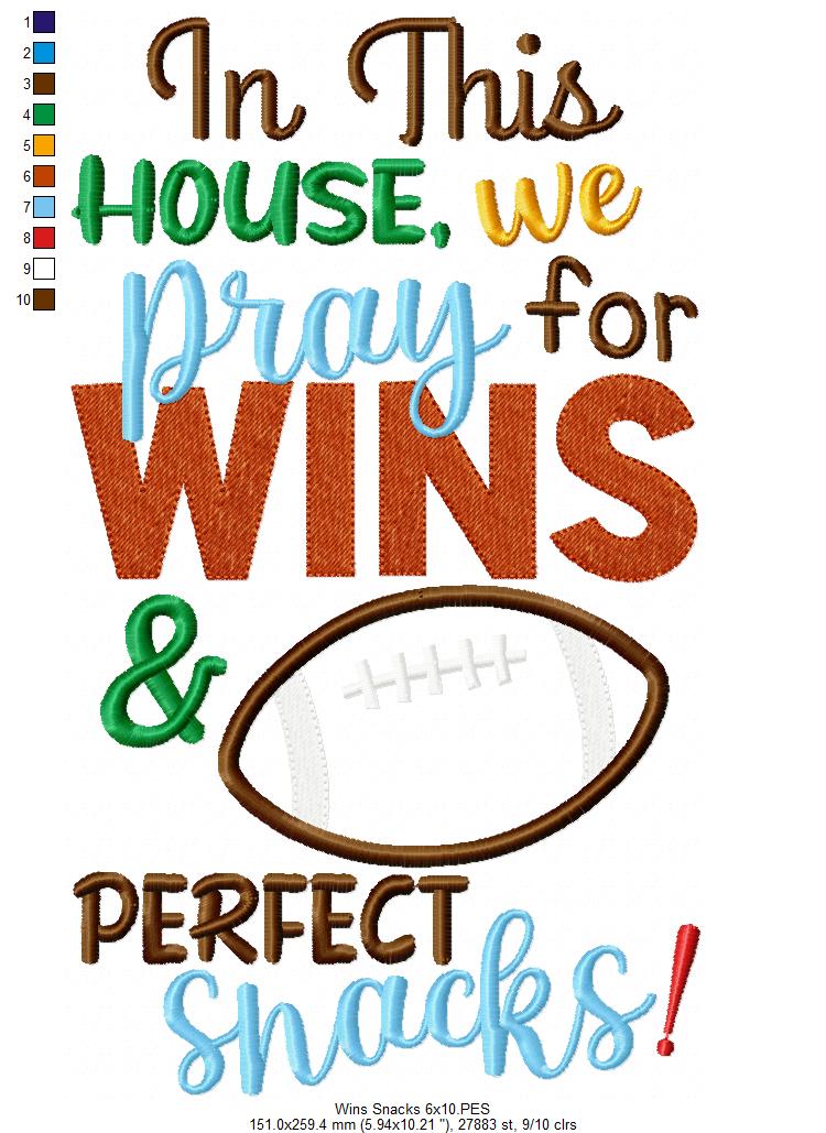 Game Day Pray for Wins & Snacks - Applique - Machine Embroidery Design