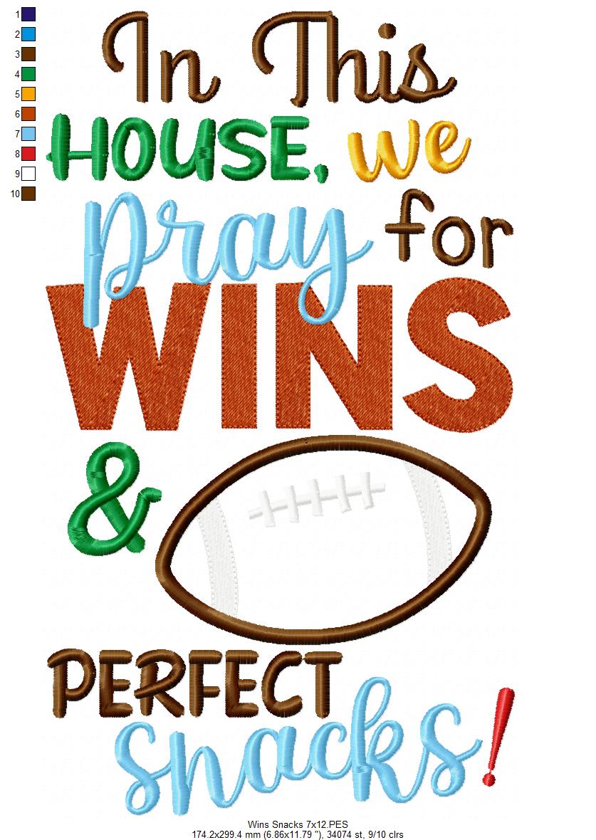 Game Day Pray for Wins & Snacks - Applique - Machine Embroidery Design