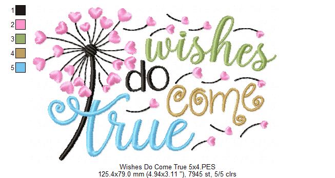 Dandelion Wishes Do Come True - Fill Stitch - Machine Embroidery Design