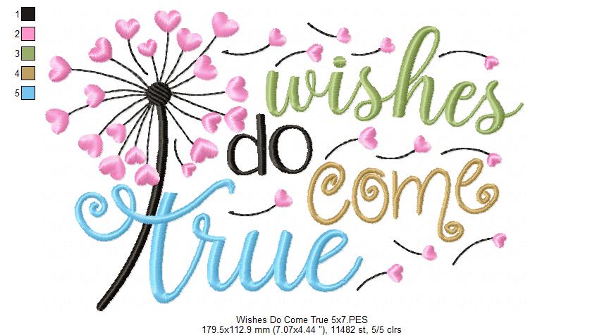 Dandelion Wishes Do Come True - Fill Stitch - Machine Embroidery Design