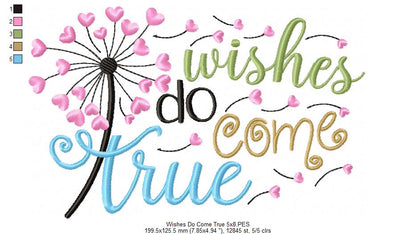 Dandelion Wishes Do Come True - Fill Stitch - Machine Embroidery Design