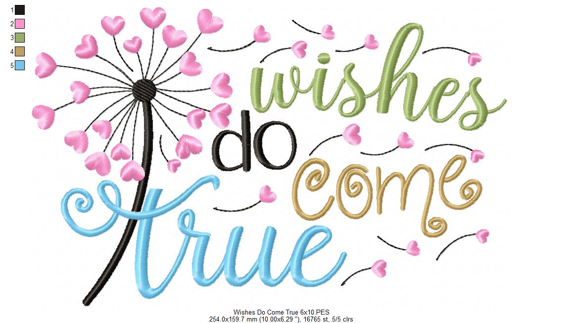 Dandelion Wishes Do Come True - Fill Stitch - Machine Embroidery Design