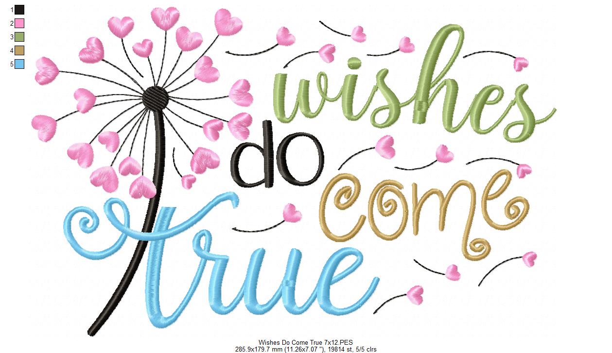 Dandelion Wishes Do Come True - Fill Stitch - Machine Embroidery Design