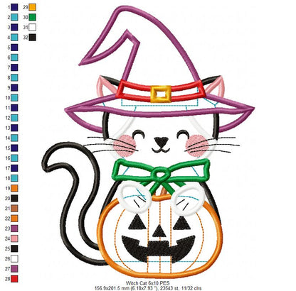 Halloween Cat with Hat - Applique