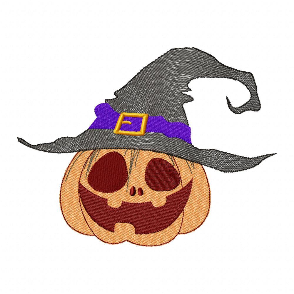 Halloween Witch Pumpkin - Rippled Stitch - Machine Embroidery Design