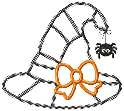 Spooky Sweet Witch Hat - Zigzag Patchwork Appliqué - Machine Embroidery Design