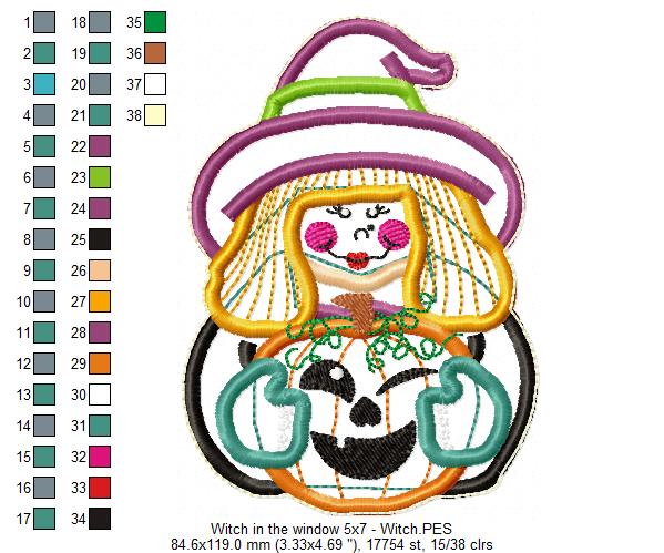 Witch in the Window Ornament - ITH Project - Machine Embroidery Design