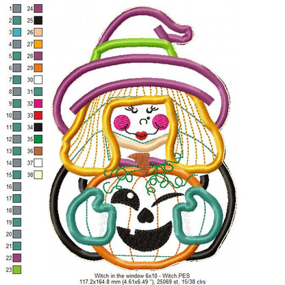 Witch in the Window Ornament - ITH Project - Machine Embroidery Design