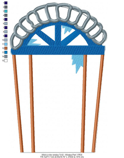 Witch in the Window Ornament - ITH Project - Machine Embroidery Design