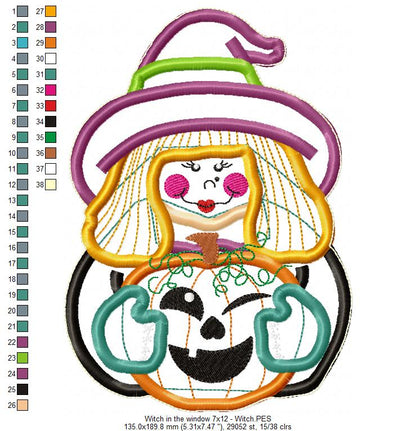 Witch in the Window Ornament - ITH Project - Machine Embroidery Design