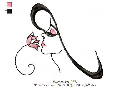 Girl with Flower - Fill Stitch - Machine Embroidery Design