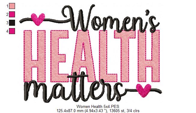 Women's Health Matters - Fill Stitch - Machine Embroidery Design