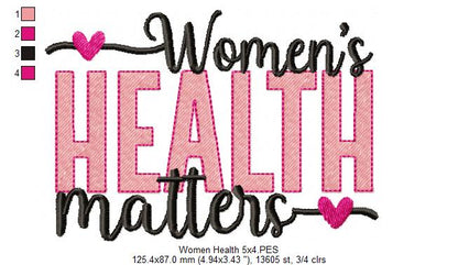 Women's Health Matters - Fill Stitch - Machine Embroidery Design