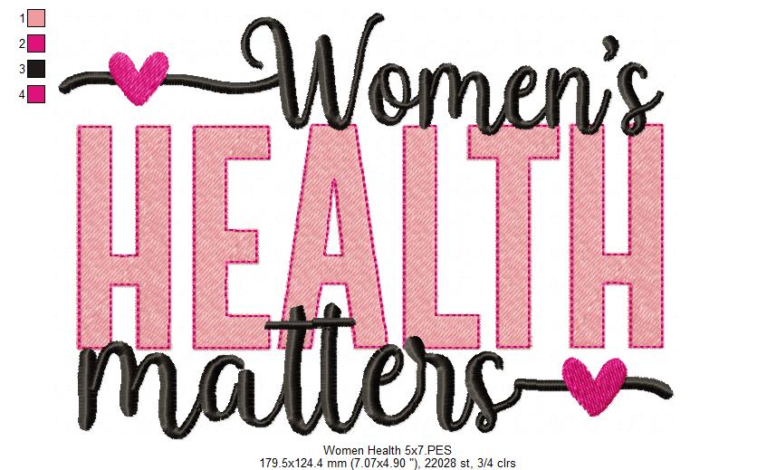 Women's Health Matters - Fill Stitch - Machine Embroidery Design
