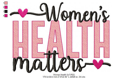 Women's Health Matters - Fill Stitch - Machine Embroidery Design