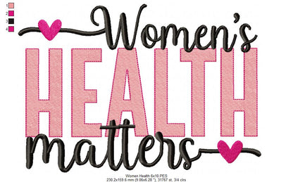 Women's Health Matters - Fill Stitch - Machine Embroidery Design