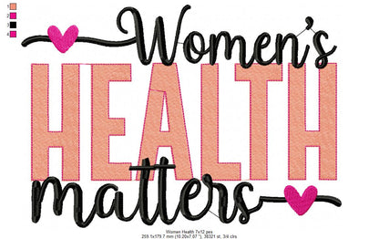Women's Health Matters - Fill Stitch - Machine Embroidery Design