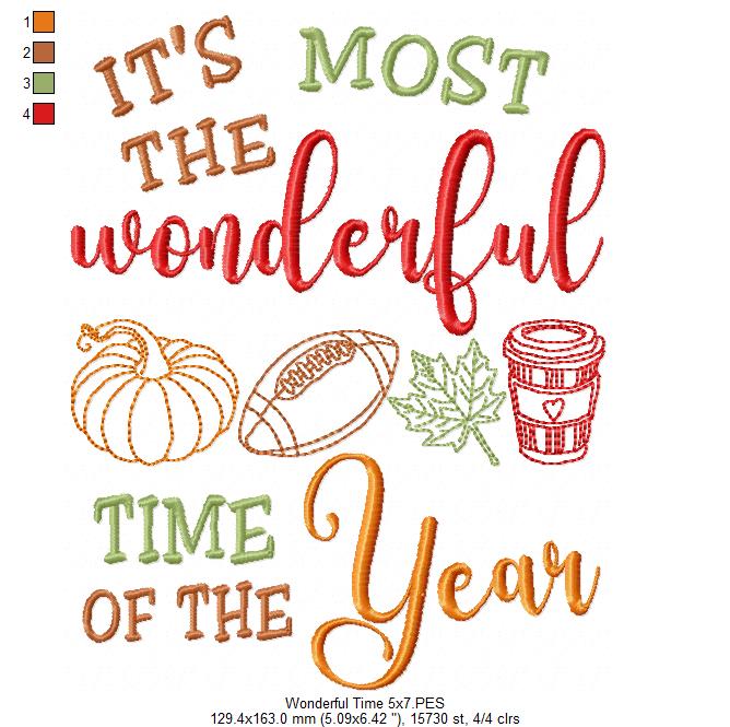 It's the Most Wonderful Time of the Year - Sketch Stitch - Machine Embroidery Design