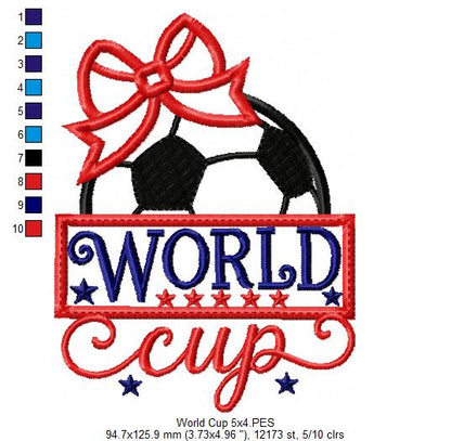 Patriotic World Cup - Appliqué - Machine Embroidery Design