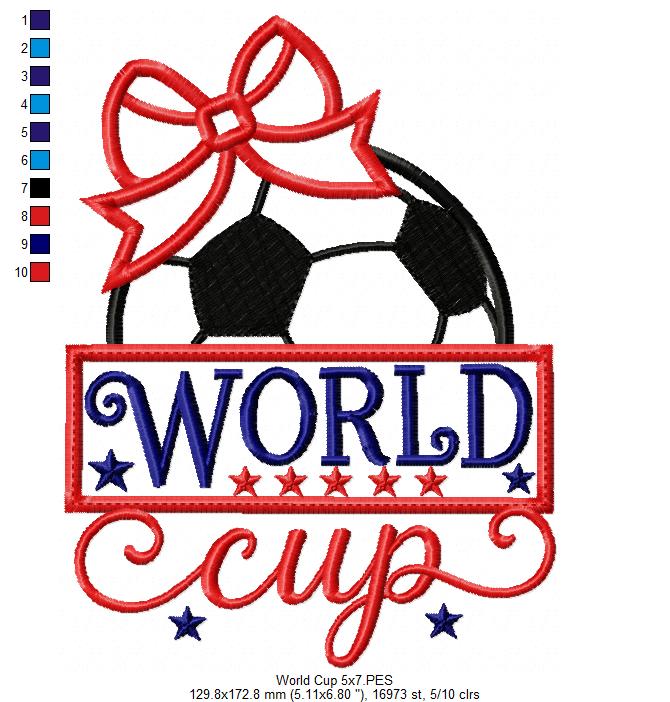 Patriotic World Cup - Appliqué - Machine Embroidery Design