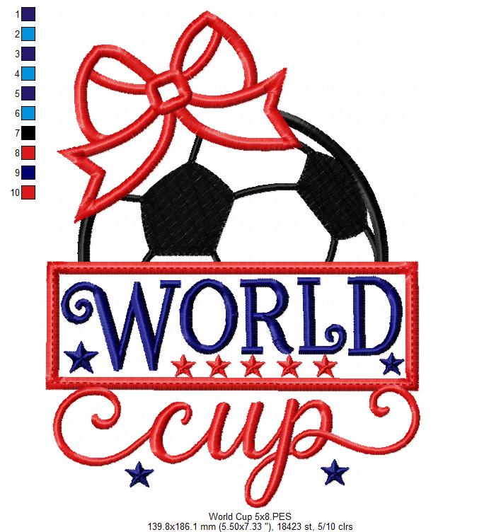 Patriotic World Cup - Appliqué - Machine Embroidery Design