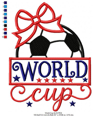 Patriotic World Cup - Appliqué - Machine Embroidery Design