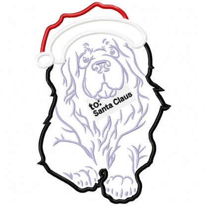 Christmas Saint Bernard Dog - Applique - Machine Embroidery Design