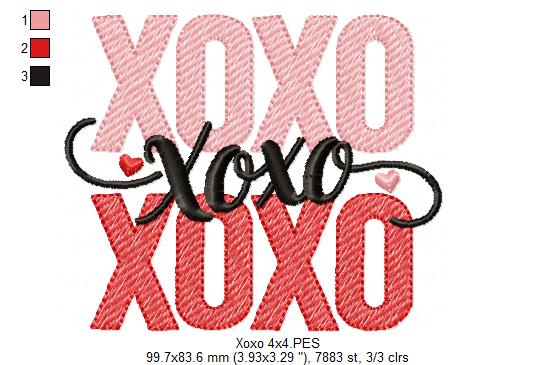 XOXO Love – Sketch Stitch – Machine Embroidery Design