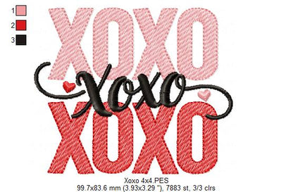 XOXO Love – Sketch Stitch – Machine Embroidery Design