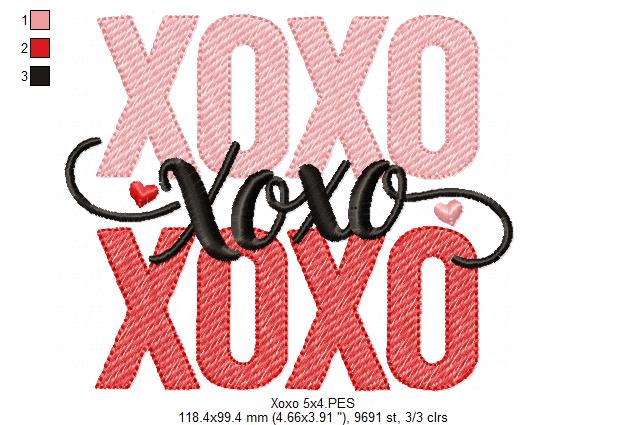 XOXO Love – Sketch Stitch – Machine Embroidery Design