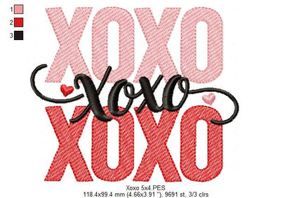 XOXO Love – Sketch Stitch – Machine Embroidery Design