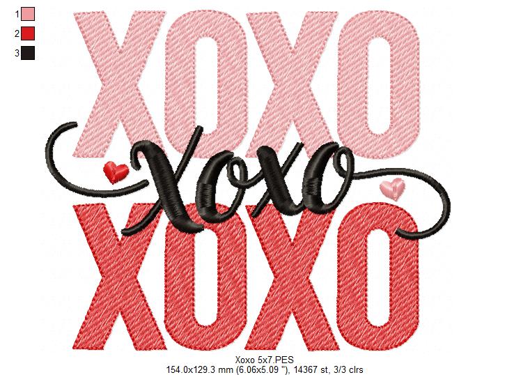 XOXO Love – Sketch Stitch – Machine Embroidery Design