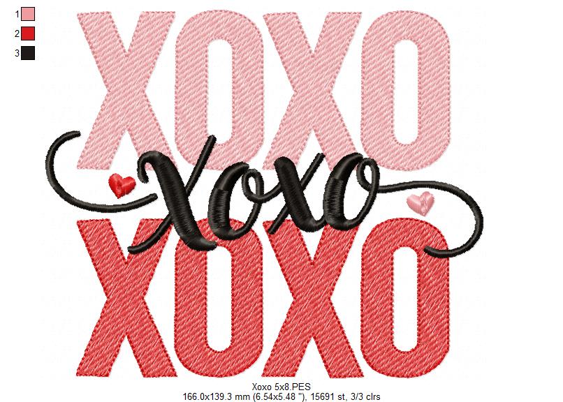 XOXO Love – Sketch Stitch – Machine Embroidery Design