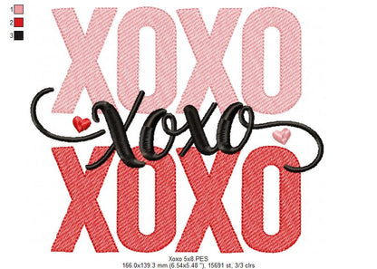 XOXO Love – Sketch Stitch – Machine Embroidery Design