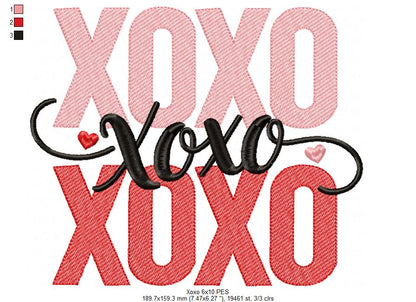 XOXO Love – Sketch Stitch – Machine Embroidery Design