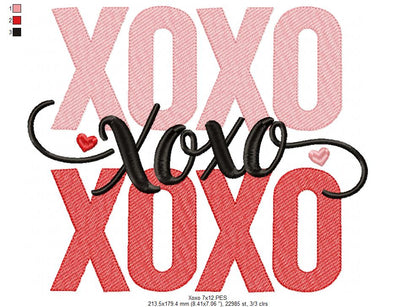 XOXO Love – Sketch Stitch – Machine Embroidery Design