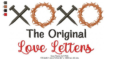 XOXO The Original Love Letters - Fill Stitch - Machine Embroidery Design
