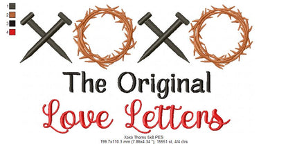 XOXO The Original Love Letters - Fill Stitch - Machine Embroidery Design