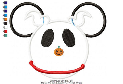Mouse Ears Boy as Zero - Applique Machine Embroidery Design