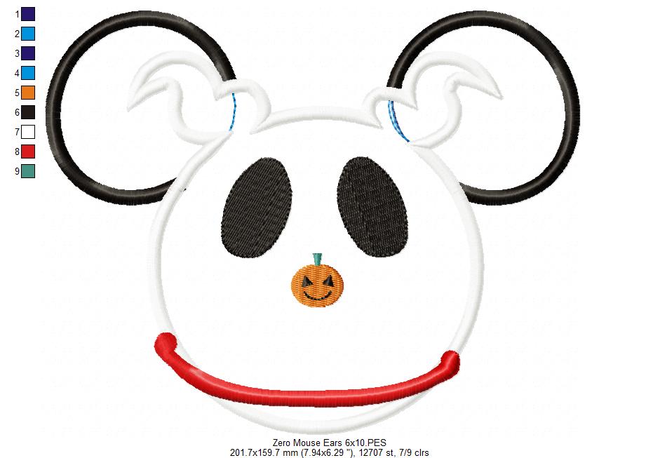 Mouse Ears Boy as Zero - Applique Machine Embroidery Design