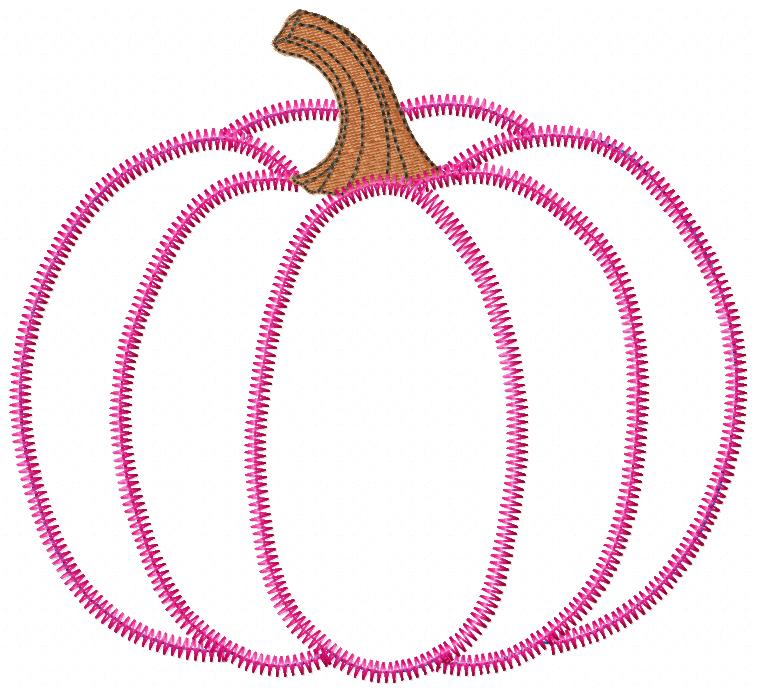 Pumpkin Applique Design - Zigzag Stitch - Machine Embroidery