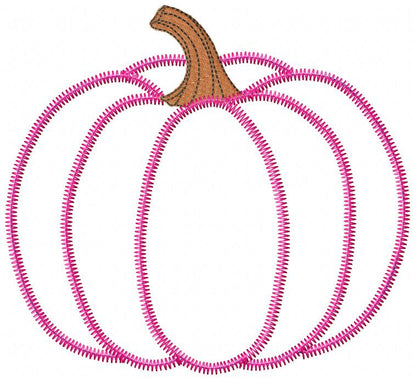 Pumpkin Applique Design - Zigzag Stitch - Machine Embroidery