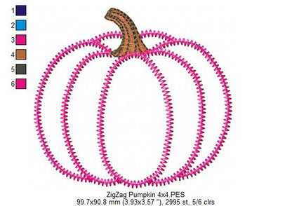Pumpkin Applique Design - Zigzag Stitch - Machine Embroidery