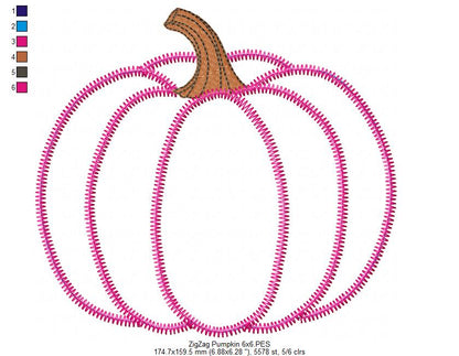 Pumpkin Applique Design - Zigzag Stitch - Machine Embroidery