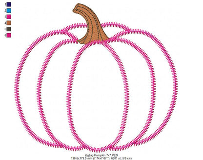 Pumpkin Applique Design - Zigzag Stitch - Machine Embroidery