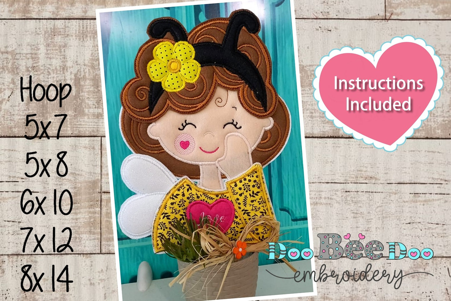 Bee Love Mothers Day Ornament - ITH Project - Machine Embroidery Design