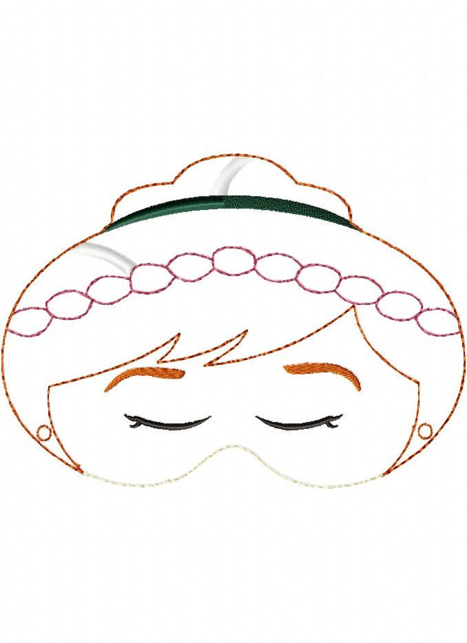 Princess Anna Sleep Mask - ITH Project - Machine Embroidery Design